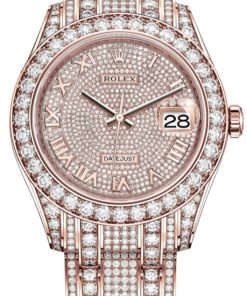 Rolex Pearlmaster 39 Everose Gold Paved Diamond dial Diamond-set bezel Pearlmaster bracelet (Reference 86405RBR)
