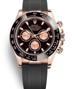 Rolex Rose Gold Daytona 40 Watch - Black Index Dial - Black Oysterflex Strap Reference Reference #116515ln