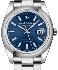 Rolex Steel Datejust 36 Domed Bezel Blue Index Dial Oyster Bracelet (Reference # 126200)