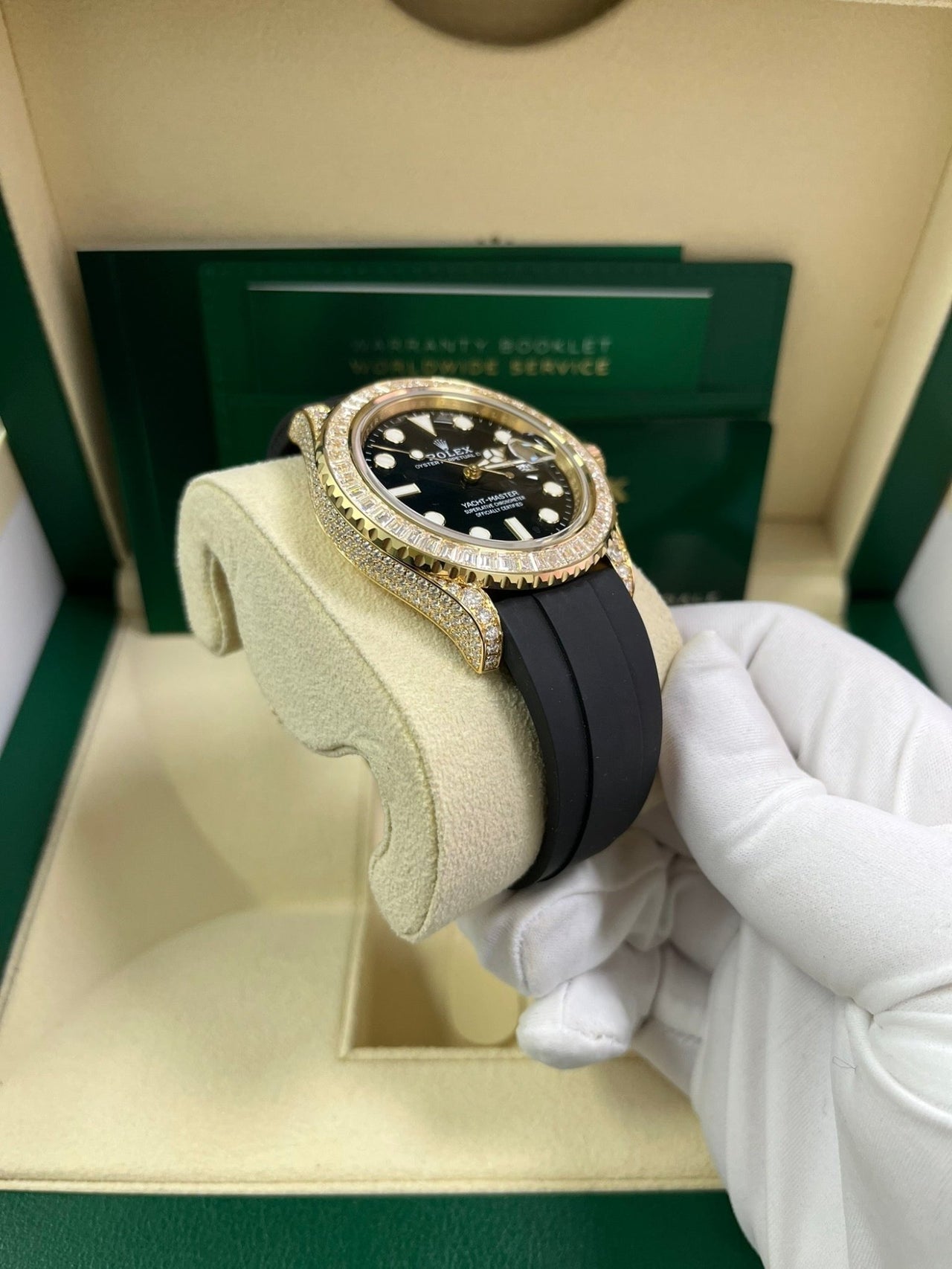 Rolex Yacht-Master 42 Yellow Gold Baguette Bezel Diamond Set Case/Buckle 226668TBR - Image 10