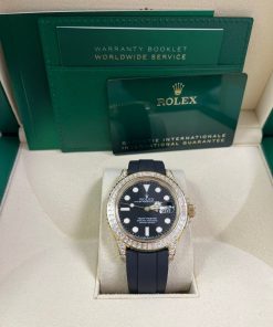 Alternative view of Rolex Yacht-Master 42 Yellow Gold Baguette Bezel Diamond Set Case/Buckle 226668TBR