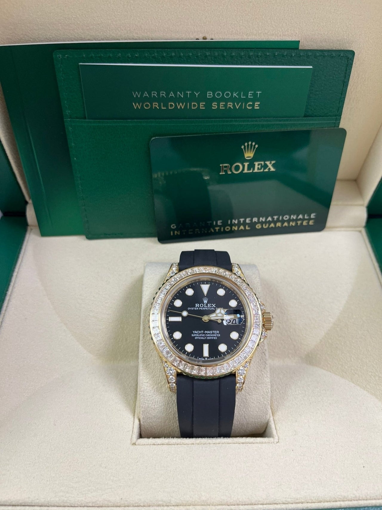 Rolex Yacht-Master 42 Yellow Gold Baguette Bezel Diamond Set Case/Buckle 226668TBR - Image 2