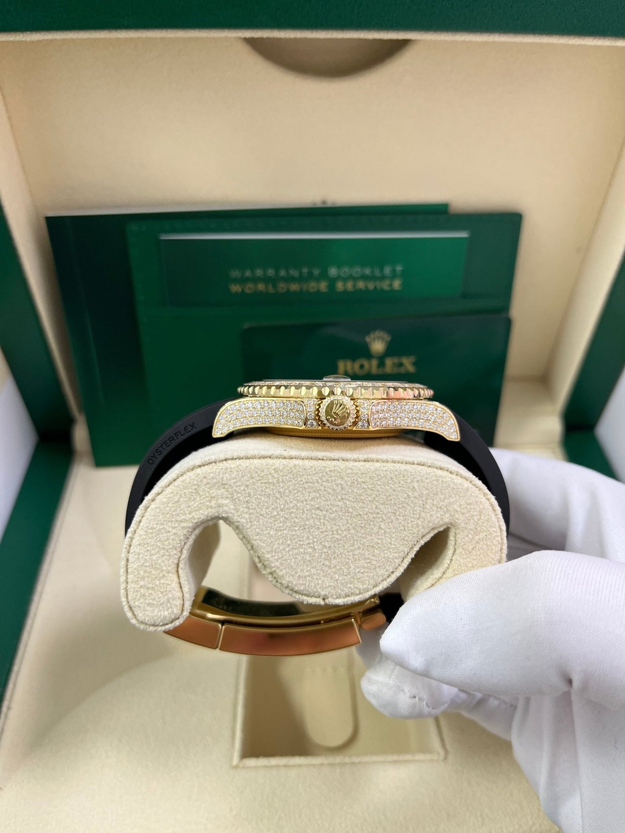 Rolex Yacht-Master 42 Yellow Gold Baguette Bezel Diamond Set Case/Buckle 226668TBR - Image 8
