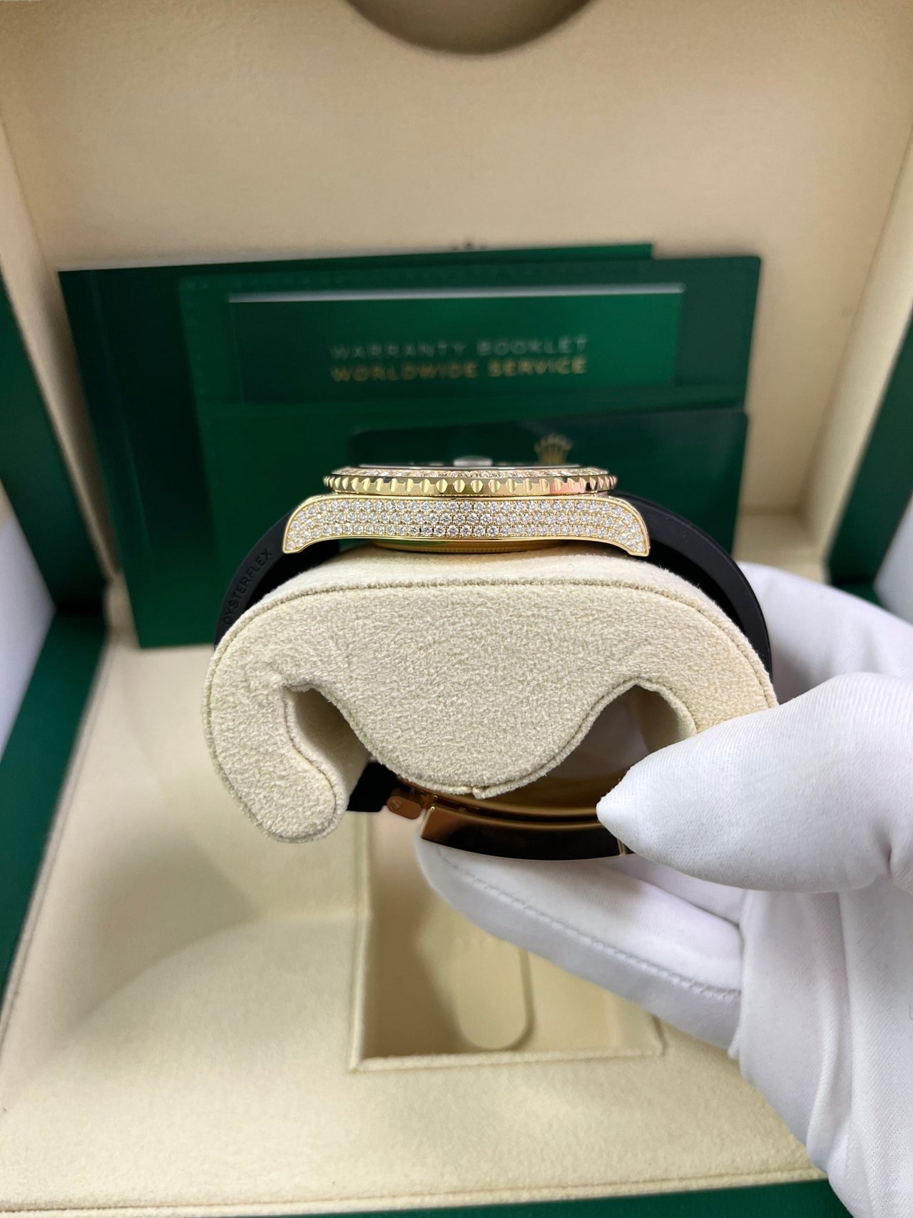 Rolex Yacht-Master 42 Yellow Gold Baguette Bezel Diamond Set Case/Buckle 226668TBR - Image 9