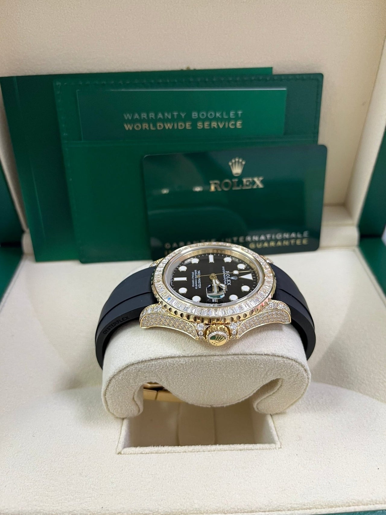 Rolex Yacht-Master 42 Yellow Gold Baguette Bezel Diamond Set Case/Buckle 226668TBR - Image 6
