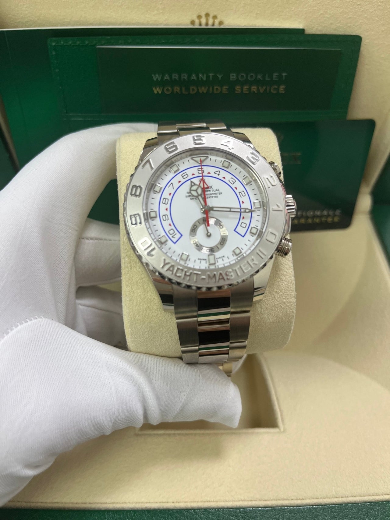 Rolex Yacht-Master II White Gold / White Dial / 44mm Platinum Bezel 116689 - Image 7