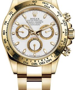 Rolex Yellow Gold Cosmograph Daytona 40 Watch - White Index Dial (Ref # 116508)